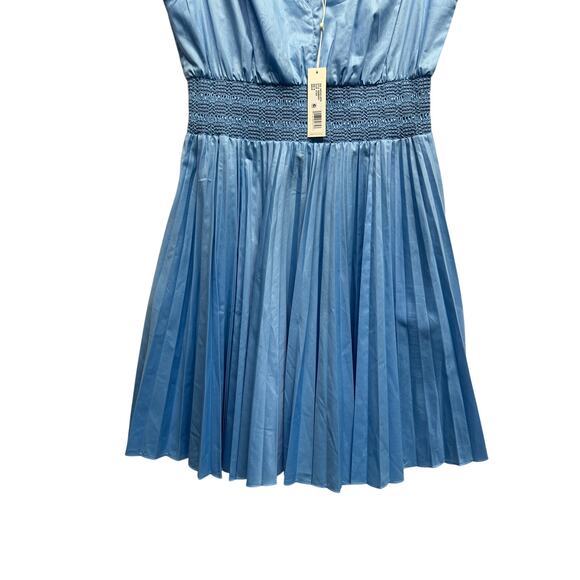 Rebecca Taylor Smocked Cotton Mini Dress Blue Size M NWT - Picture 2 of 14